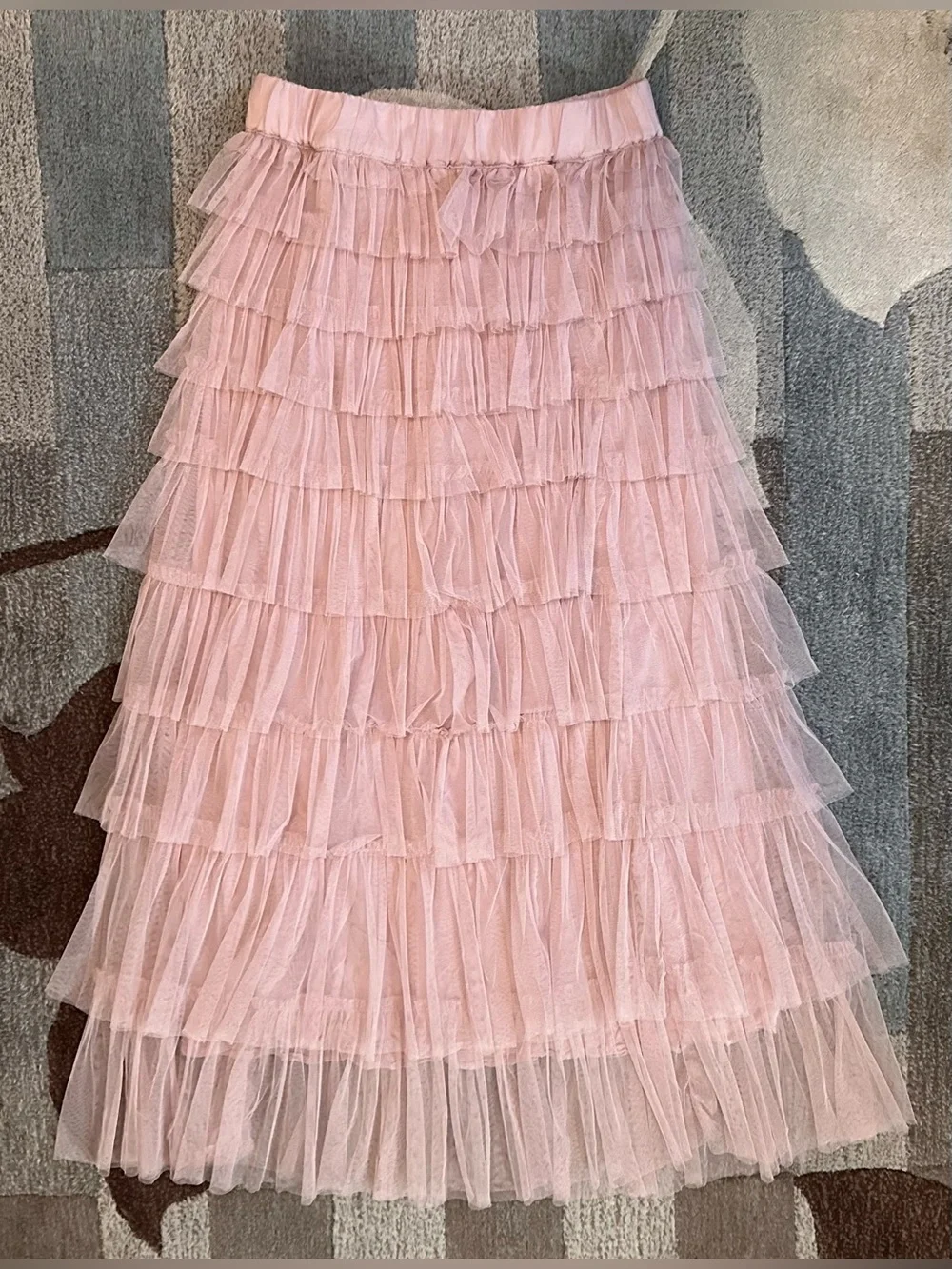 Anthropologie |Cupcakes & Cashmere Tiered Tulle Maxi Skirt. Dusty Pink